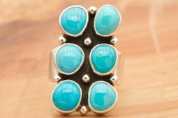 Genuine Blue Water Turquoise Sterling Silver Ring